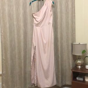 Bridesmaid time! Blush one shoulder dress!